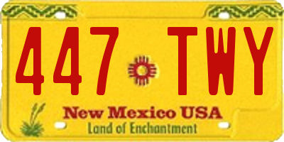 NM license plate 447TWY