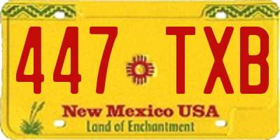 NM license plate 447TXB