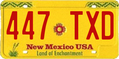 NM license plate 447TXD