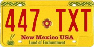NM license plate 447TXT