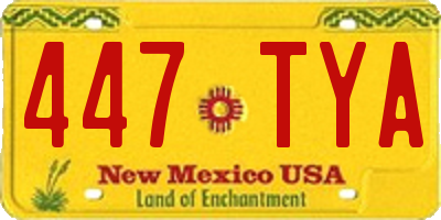 NM license plate 447TYA