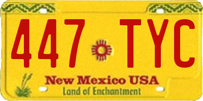 NM license plate 447TYC