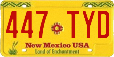NM license plate 447TYD