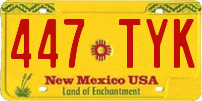 NM license plate 447TYK