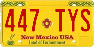 NM license plate 447TYS