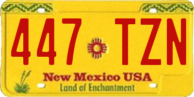 NM license plate 447TZN