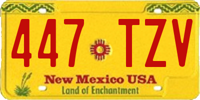 NM license plate 447TZV