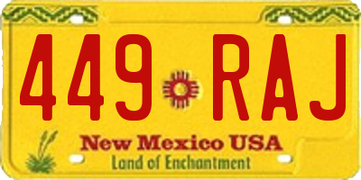 NM license plate 449RAJ