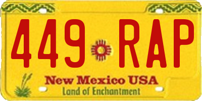 NM license plate 449RAP