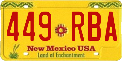 NM license plate 449RBA
