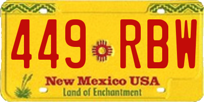NM license plate 449RBW