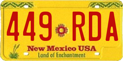 NM license plate 449RDA