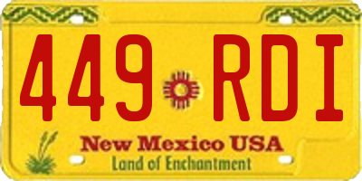 NM license plate 449RDI