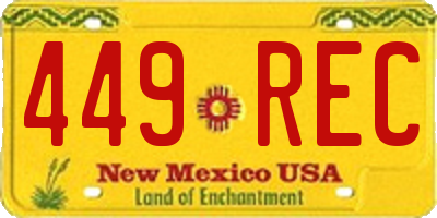 NM license plate 449REC