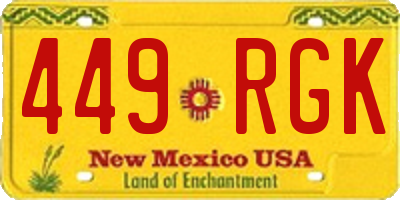NM license plate 449RGK