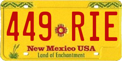 NM license plate 449RIE