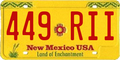 NM license plate 449RII