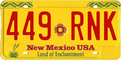 NM license plate 449RNK