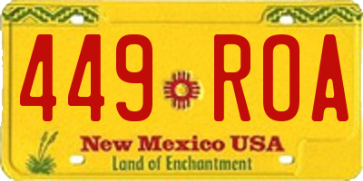 NM license plate 449ROA