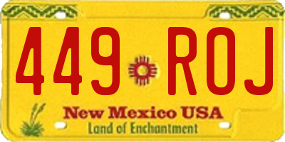 NM license plate 449ROJ