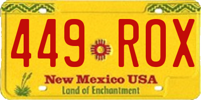 NM license plate 449ROX