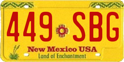 NM license plate 449SBG