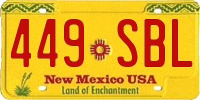NM license plate 449SBL