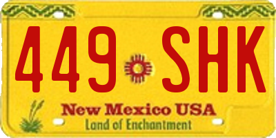 NM license plate 449SHK