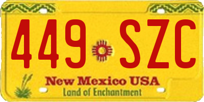 NM license plate 449SZC