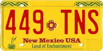NM license plate 449TNS