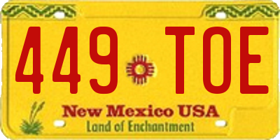 NM license plate 449TOE