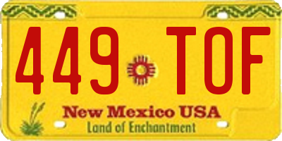 NM license plate 449TOF