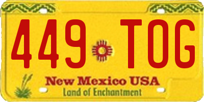 NM license plate 449TOG