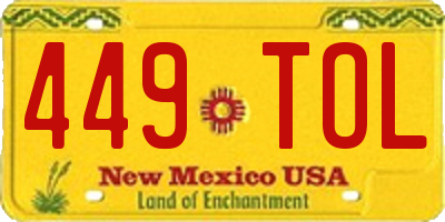 NM license plate 449TOL