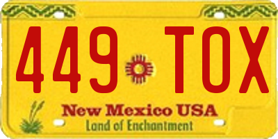 NM license plate 449TOX