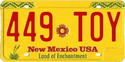 NM license plate 449TOY
