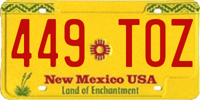 NM license plate 449TOZ