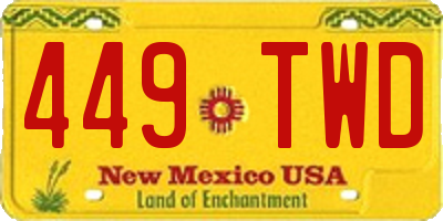 NM license plate 449TWD