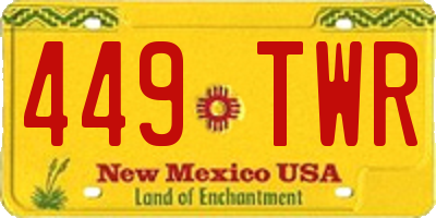 NM license plate 449TWR