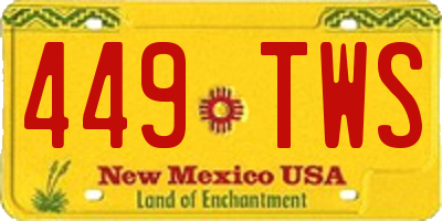 NM license plate 449TWS