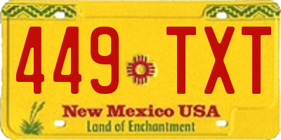 NM license plate 449TXT