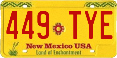 NM license plate 449TYE