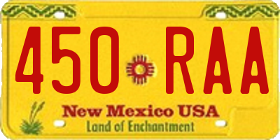 NM license plate 450RAA