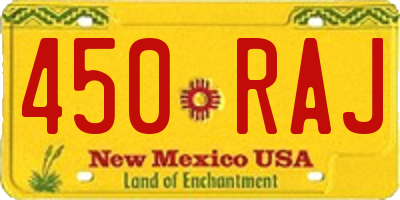 NM license plate 450RAJ