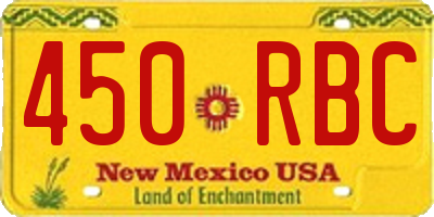 NM license plate 450RBC