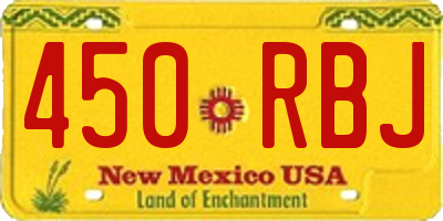 NM license plate 450RBJ
