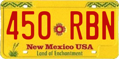 NM license plate 450RBN