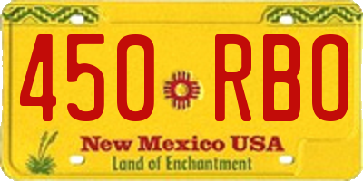 NM license plate 450RBO
