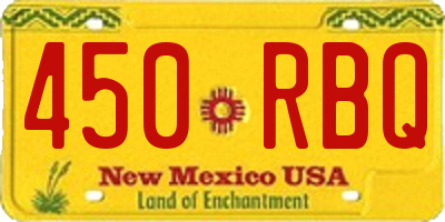 NM license plate 450RBQ
