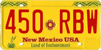 NM license plate 450RBW